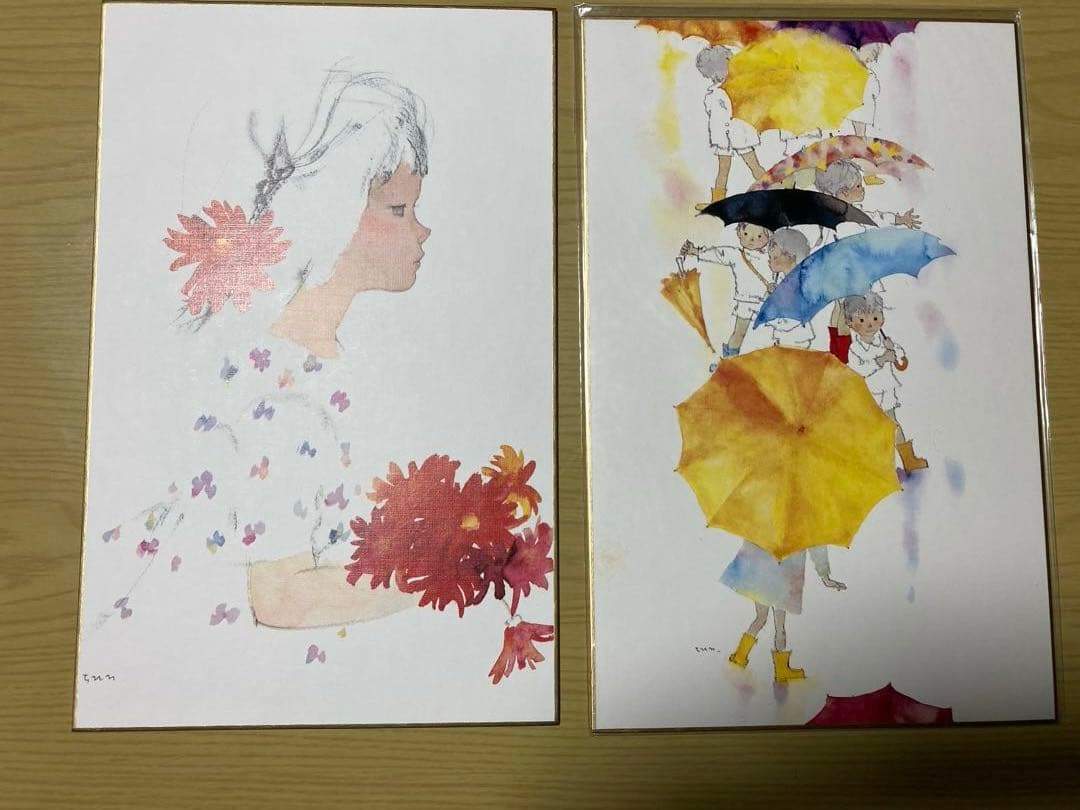 『いわさきちひろのせかい』他 色紙28枚 本１冊【おまけ】専用額