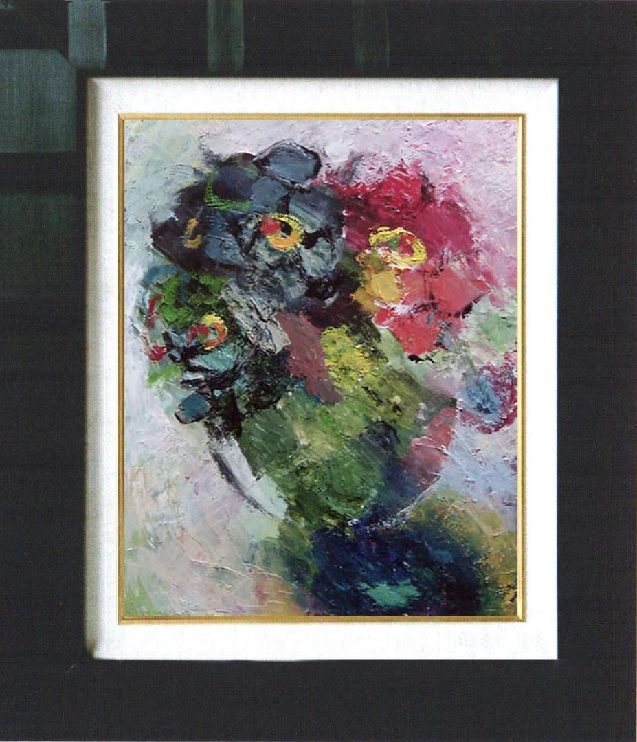 油絵 菅家令子 絵 絵画 インテリア 額付(白) uF6-111302 花