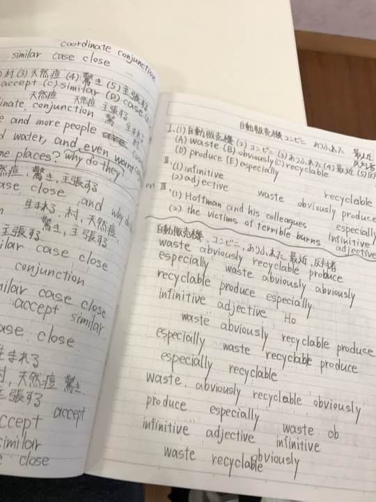 福田はやた、堀木らいサイン入り英語ノート