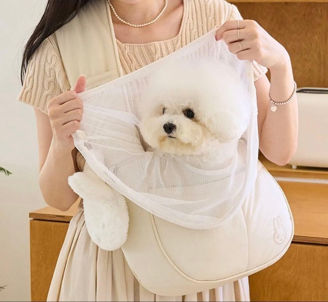 犬用スリングバッグ　韓国 NOUTTI ミッフィー　メッシュカバー　マナーポーチ