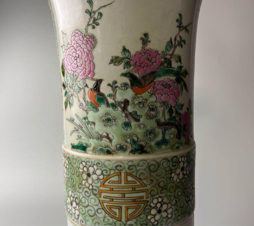 中国 花瓶色絵 粉彩 壺 飾壺 花器