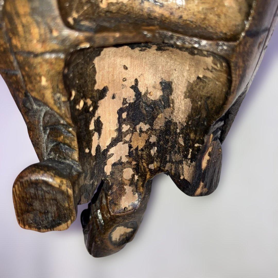 (467)アンティークな木製の鶴と亀さんの枝のアート