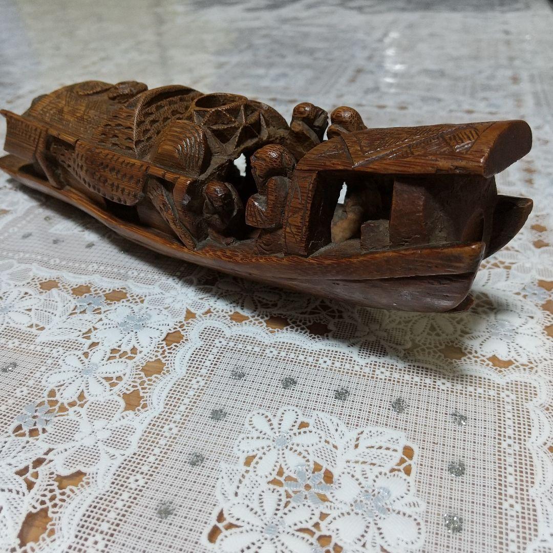 煎茶道具　アンティーク　布巾入れ　木彫り