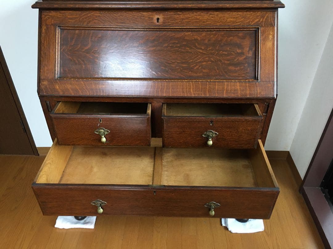 英国アンティーク　ビューロー　キャビネット/本棚/ガラス食器棚/飾り棚/店舗什器