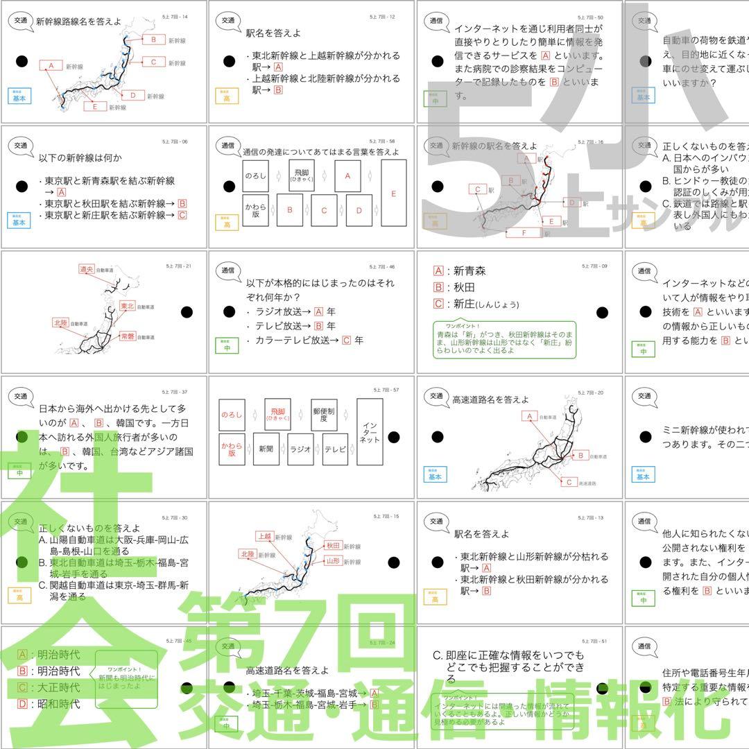 中学受験 暗記カード【5年上 社会・理科1-9回】 予習シリーズ 組み分け対策