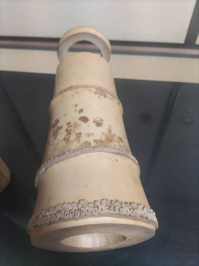 値下げしました！　十四世淡々斎　宗室　花押 黒田正玄作 竹一重花入 銘「菱雲」