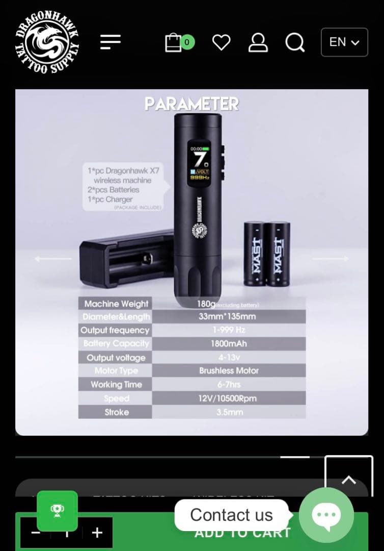 その他 Dragon hawk X7 wireless tattoo machine