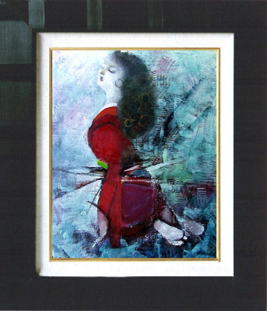 油絵 菅家令子 絵 絵画 インテリア 額付(白) F6-031201 人物 女性
