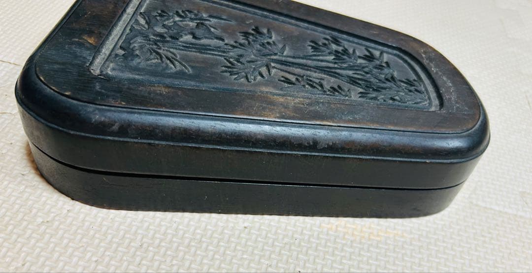 清時代　書道家 旧咸品 老坑•旧水坑/歙州 硯/長眉子紋硯/ [極上品]