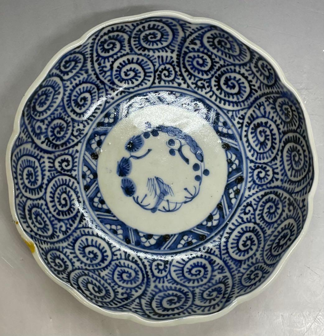 古伊万里　染付　蛸唐草文　松竹梅　膾皿　なます皿　5客　Ka334