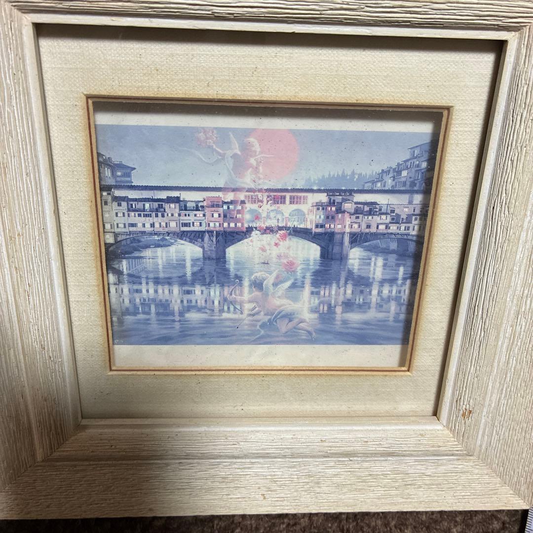 版画　笹倉鉄平 「祝福 Blessing」 のポストカードをガラス額縁で飾った物