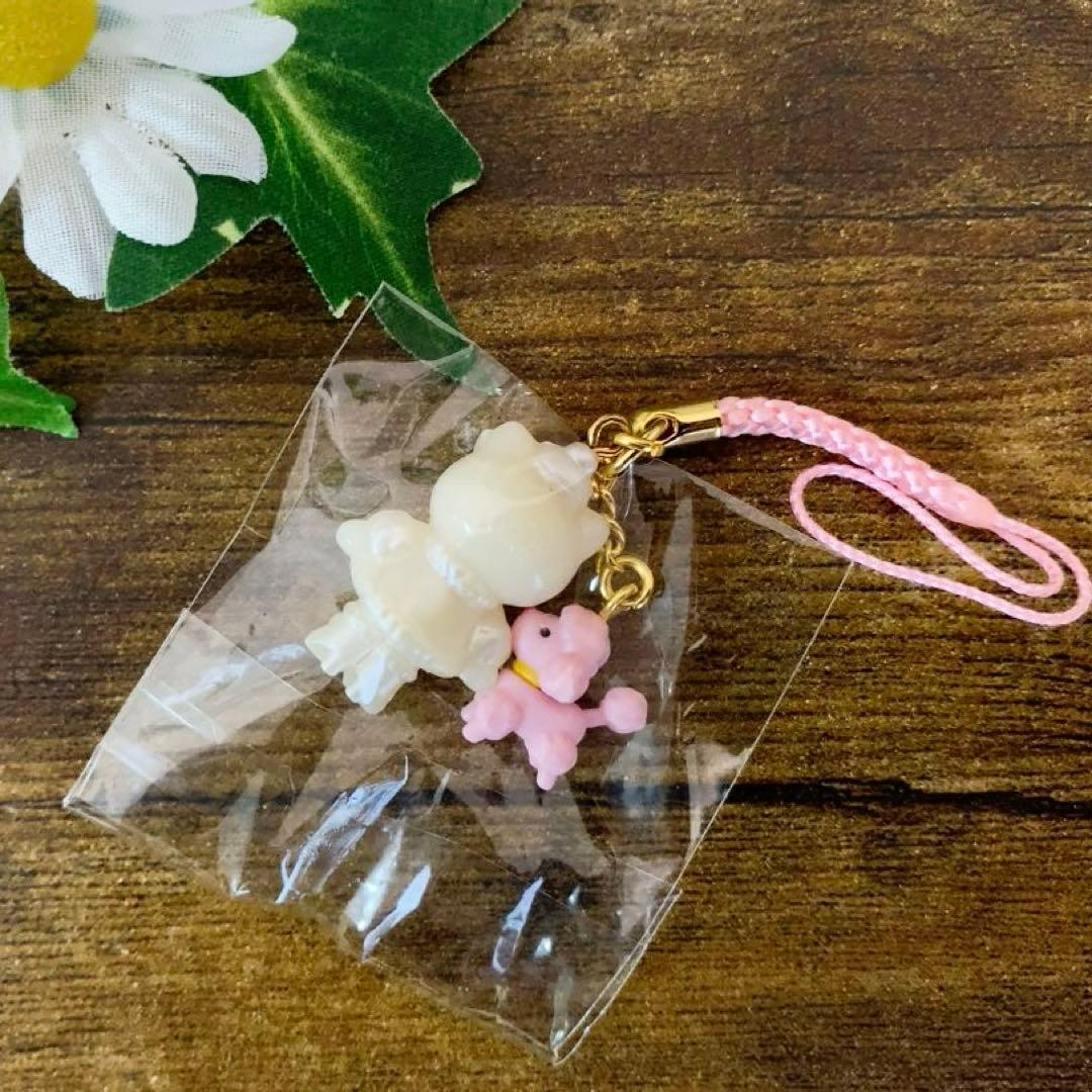激レア！ピンクプードル＆ホワイトキティ　根付け　ストラップ　入手困難　希少