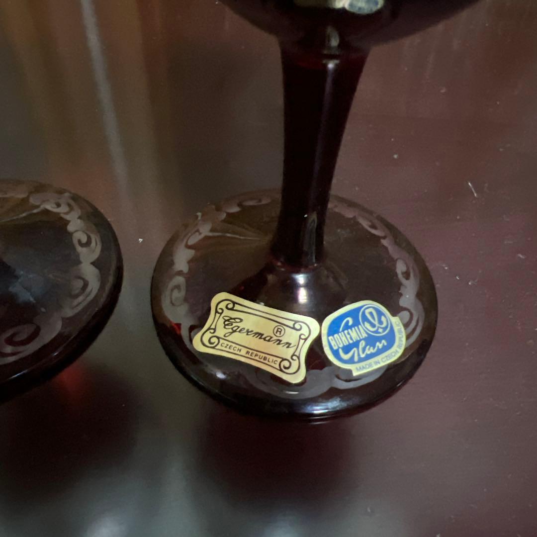 ボヘミアン　ワイングラス　赤