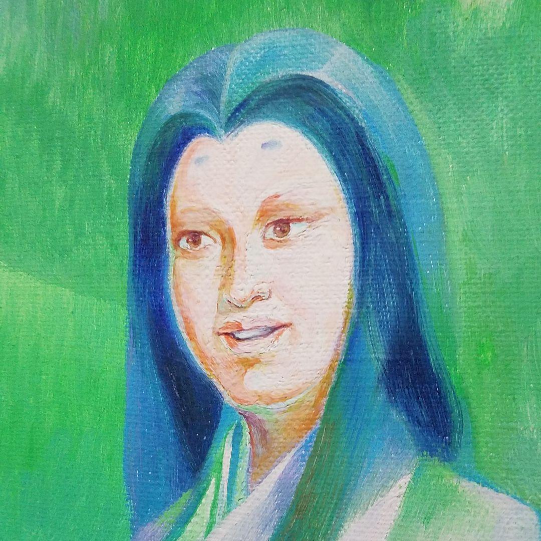 1点物！油絵50号『御来光差す徳川家康と側近』歴史物　額入り