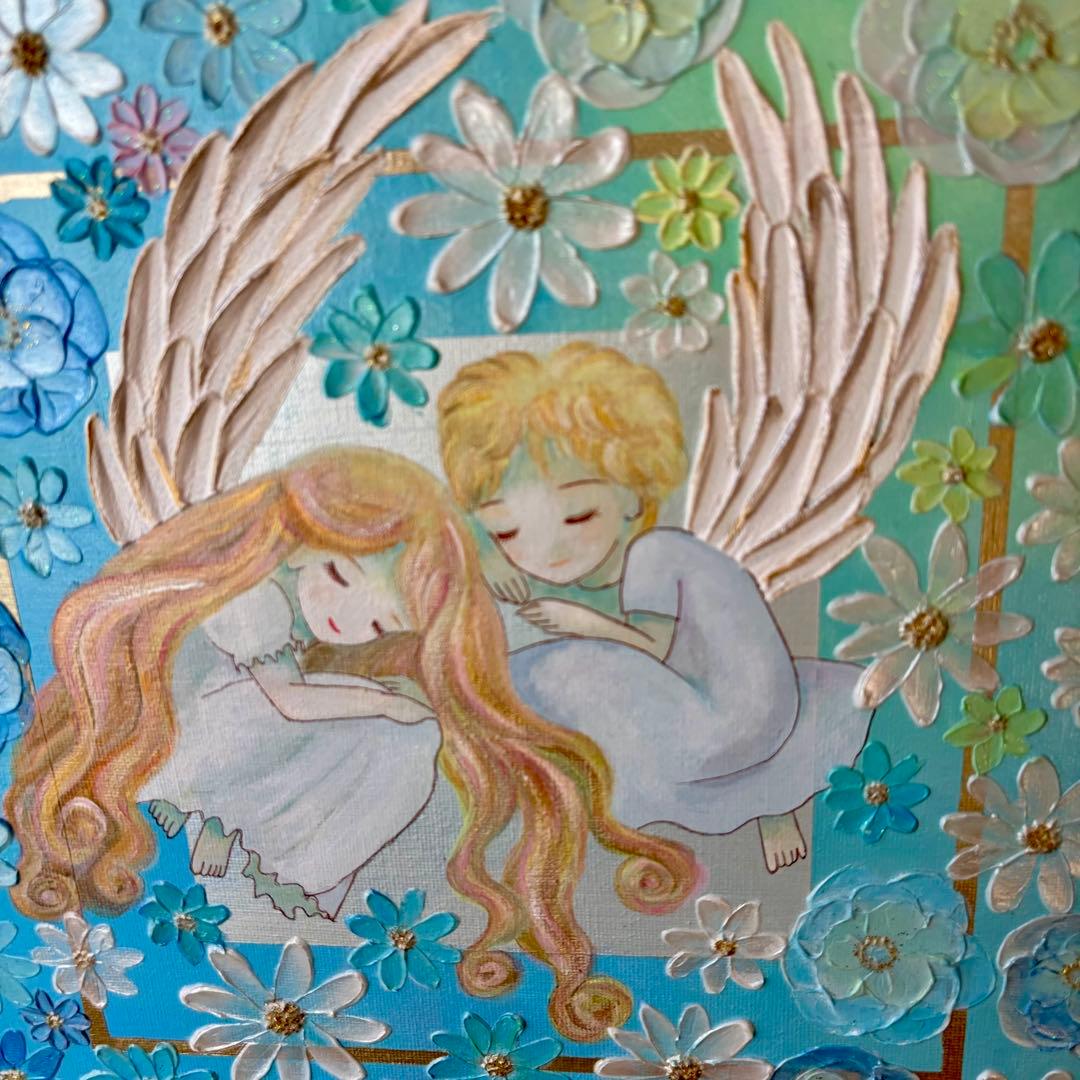 天使の安らぎ 原画｜テクスチャーアート・癒しのインテリア絵画 30cmスクエア