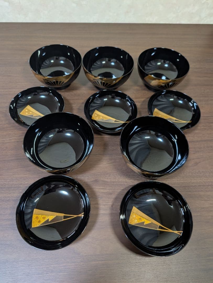 蒔絵　扇面　松竹梅　吸物椀　雑煮椀　煮物椀　５客セット　輪島塗