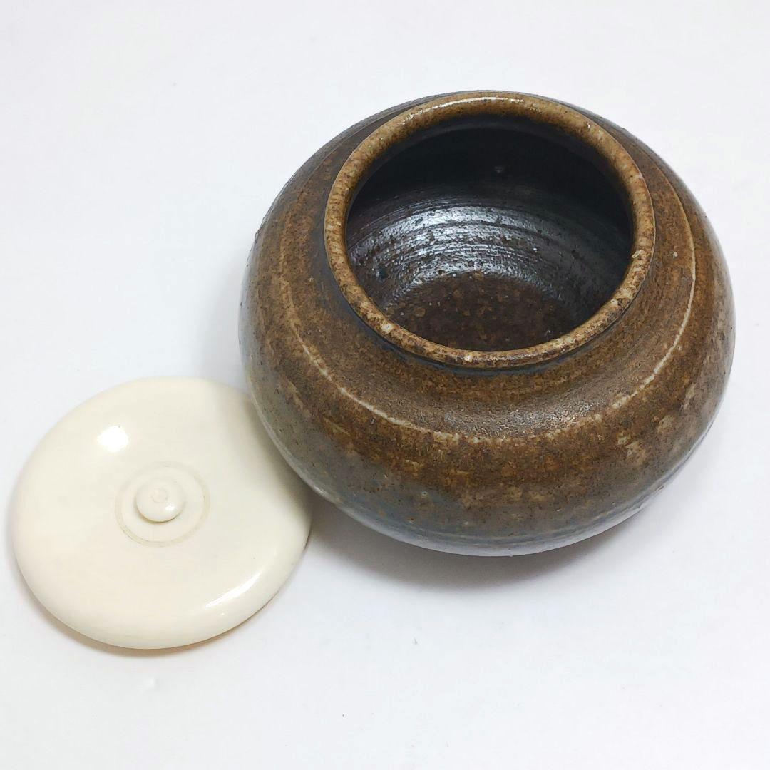 Y3339-5 備前焼 高原敏 茶入 共箱 古代名物裂仕覆付　#13