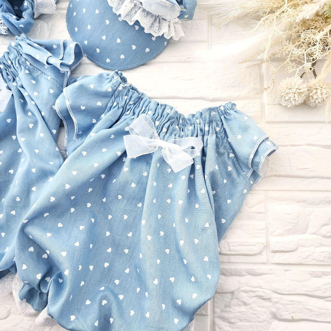 かりん様❤️くま耳付き帽子♡ハートデニム♡コットン♡フレブル♡ハンドメイド犬服