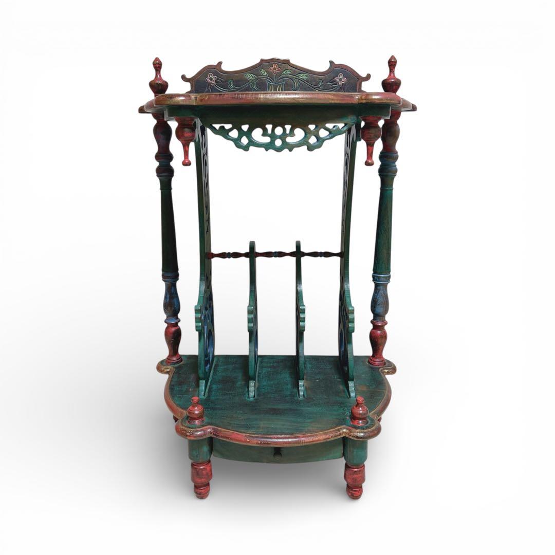 希少 英国 19世紀 彩飾ラック付 サイドテーブル 彫刻 19世紀〜1950s