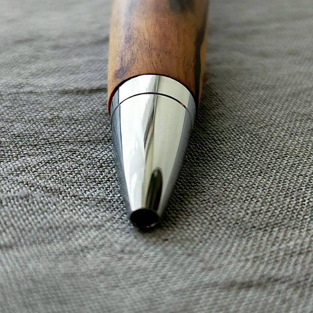 斑入黒檀　ハンドメイド　木軸ボールペン　G2　天然木　シルバー