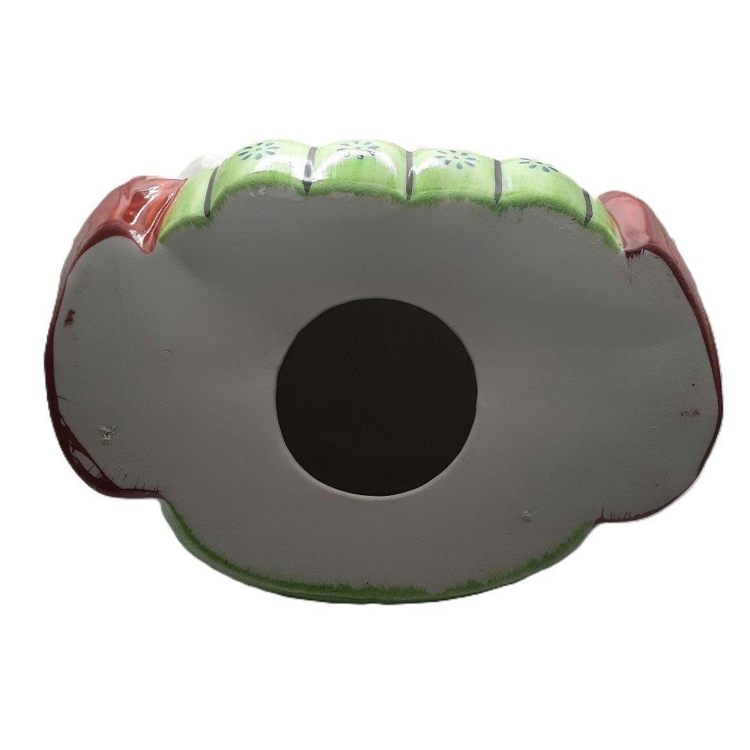 030【瀬戸焼】赤絵古式福助　開運招福　商売繁盛　陶磁器　昭和レトロ 日本製