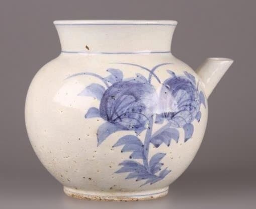 古美術 朝鮮古陶磁器 李朝 白磁 染付 水注 時代物 極上品 初だし品