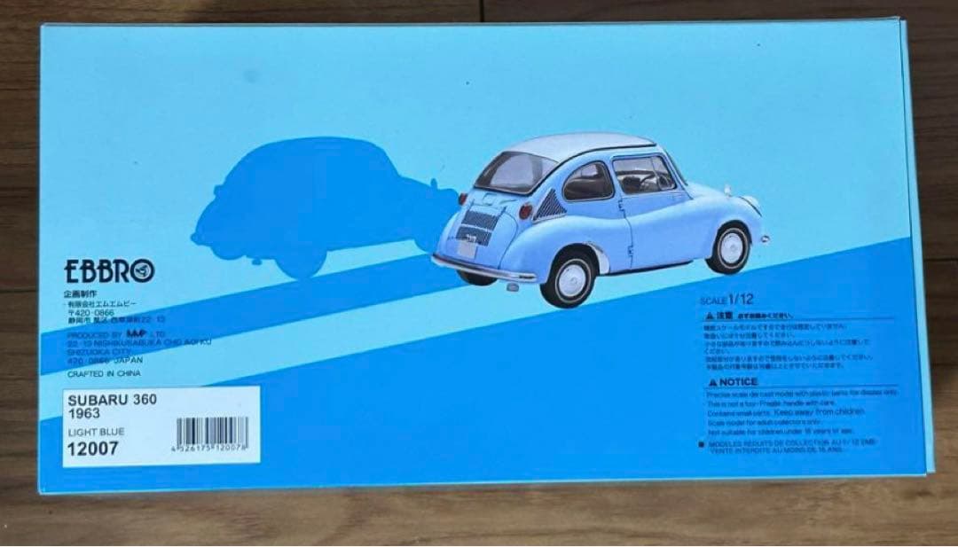 の*ー様 エブロSubaru 360 水色 ミニカー1/12