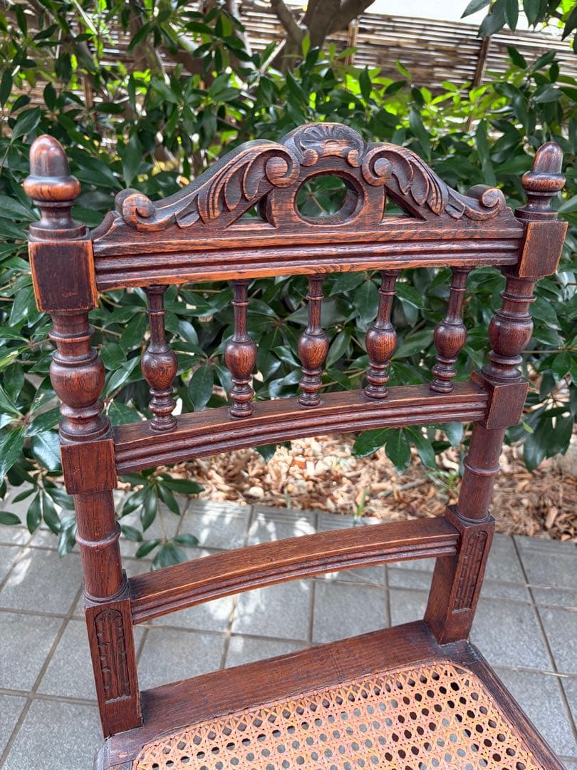 フランスアンティークチェア インテリア 木製椅子 ランタン編み 店舗什器 アンリ