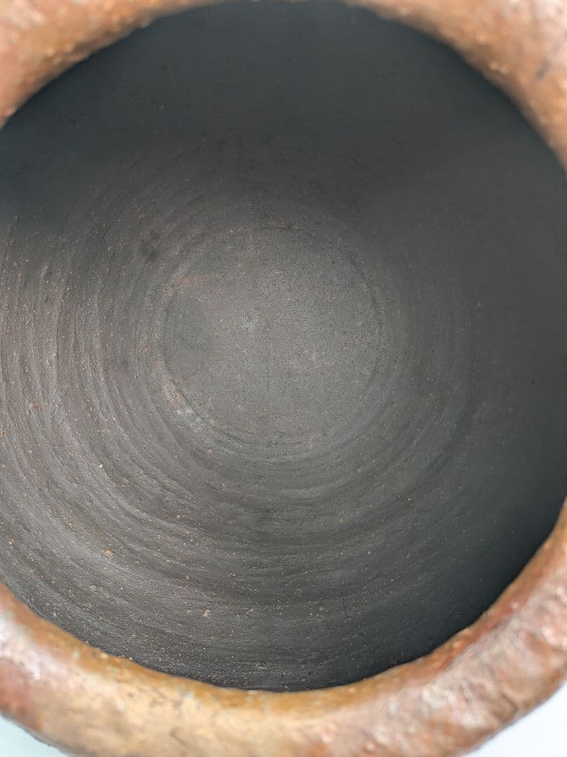 【水漏れあり】中村六郎 備前焼 大壺 大壷 紐作り 希少 置物 インテリア つぼ