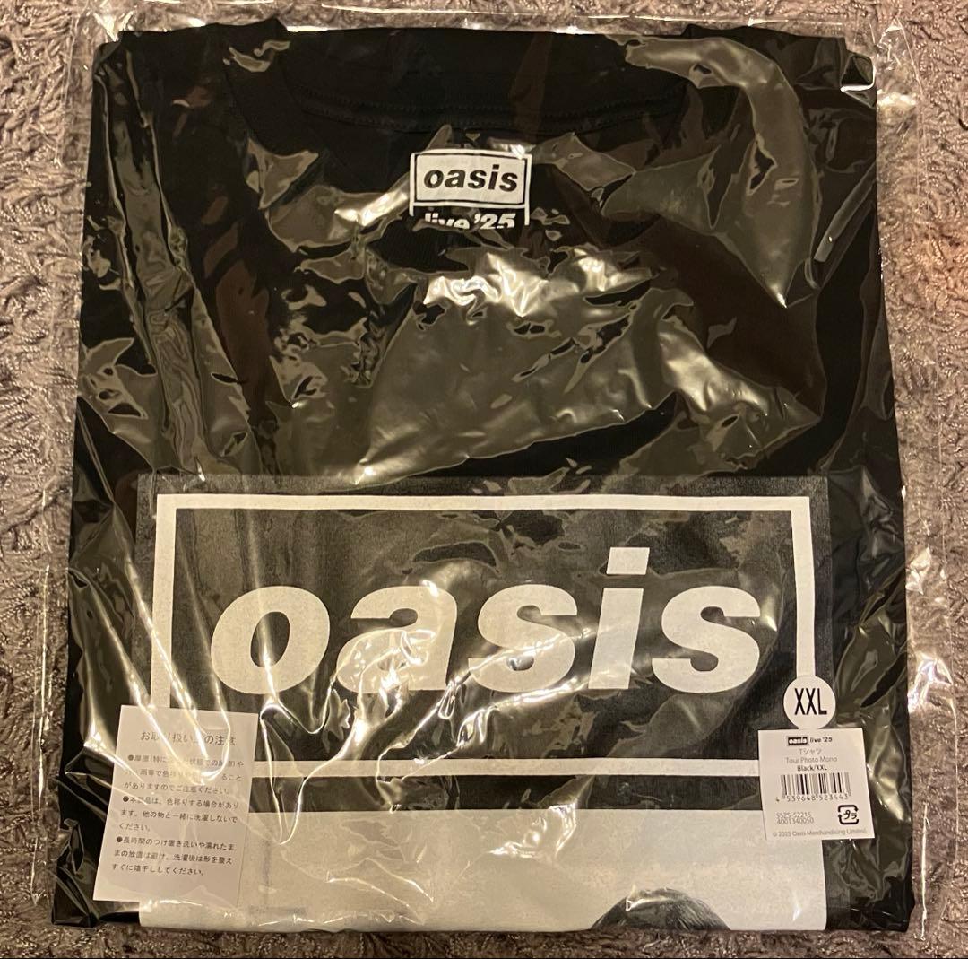 オアシス公式 oasis live '25 東京公演Tシャツ モノクロ XXL