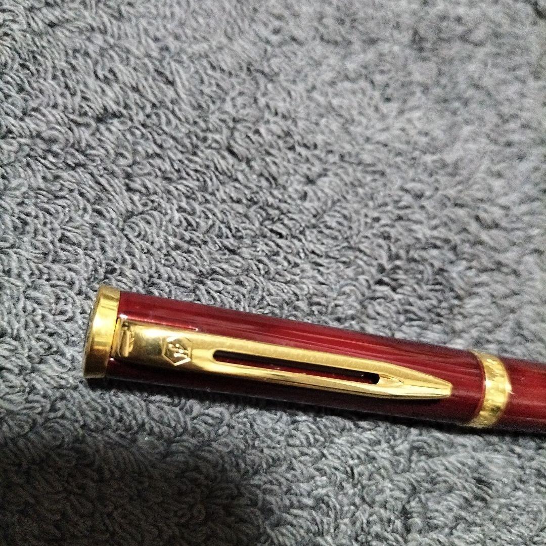 18Ｋ WATERMAN 赤い樹脂製万年筆 金色装飾