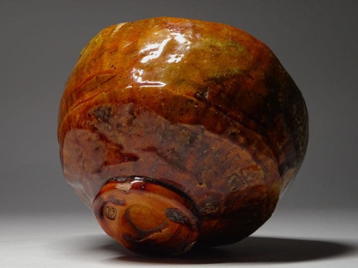 江戸時代後期の茶陶作品 京都・嵐山 嵯峨焼 楽焼茶碗 時代箱付 茶道具