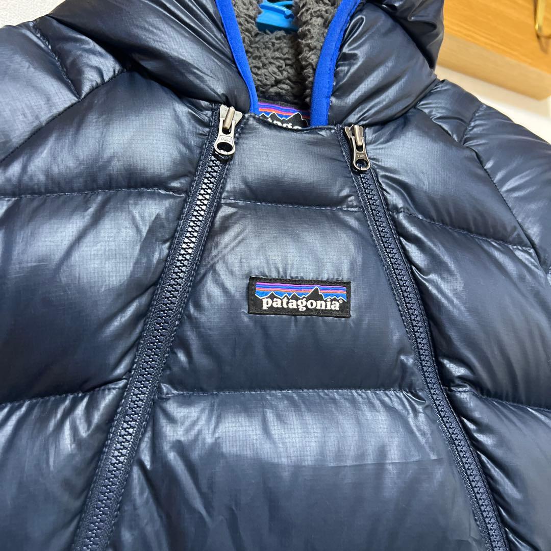 patagonia フード付きダウンオールインワン 12-18M ネイビー