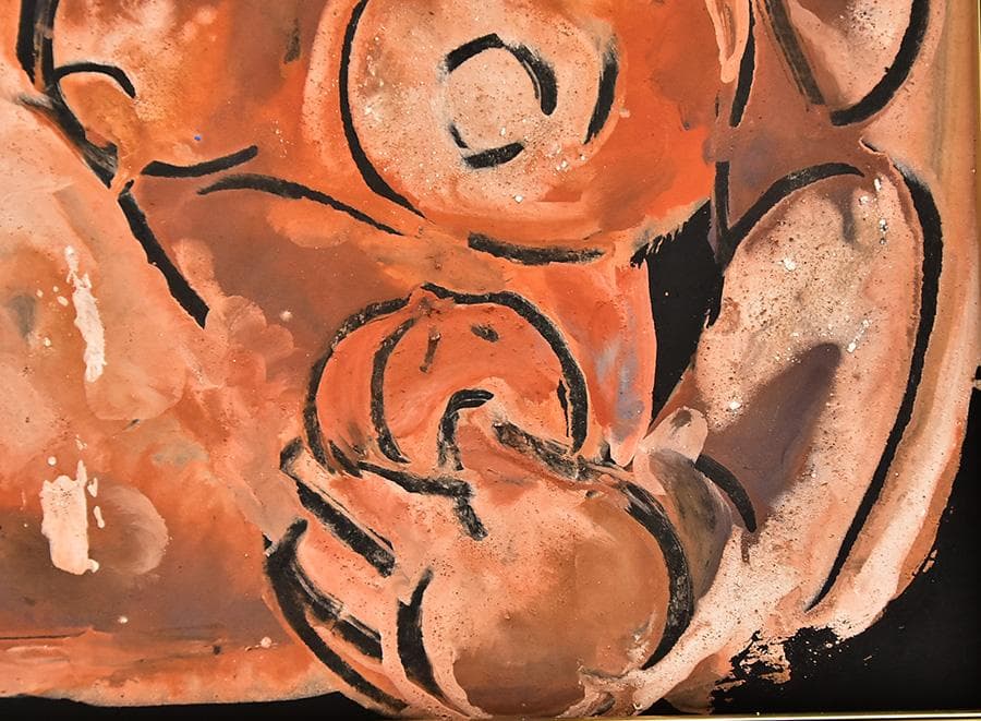 [ 真作 ] 篁牛人 画 水彩画 裸婦 肉筆 額装 8号 縦35cm 横37cm