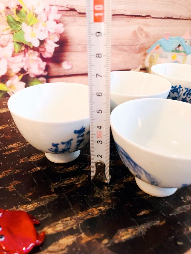 京焼染付寶瓶/ 湯冷/茶碗6点揃い　田能村直入 / 画 | 明治-19世紀頃