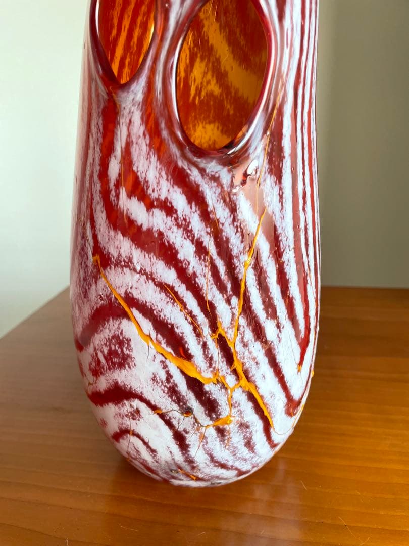 【現品・即購入OK】ガラス花瓶　ガラスオブジェ　フラワーベース　作家物