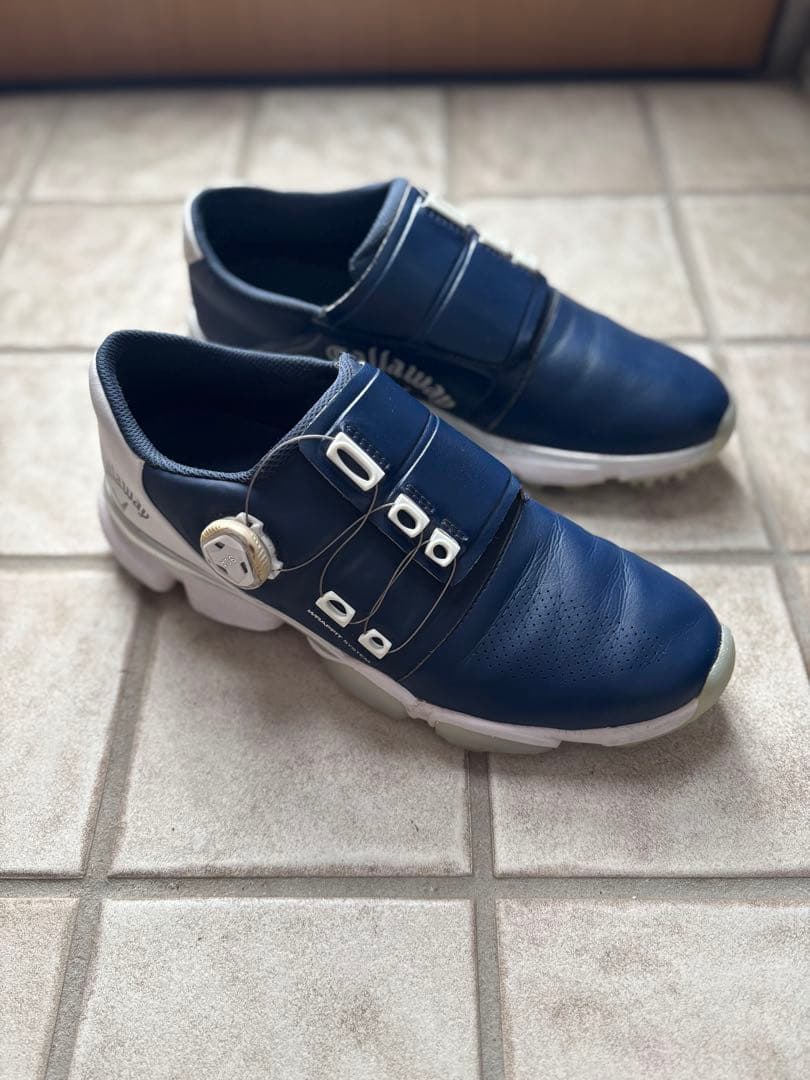 ネイビー ストラップ式 ゴルフシューズ