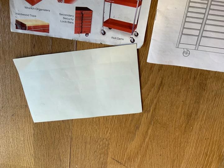 スナップオン 工具箱に付属のオーガナイザーシール と取説 snap-on