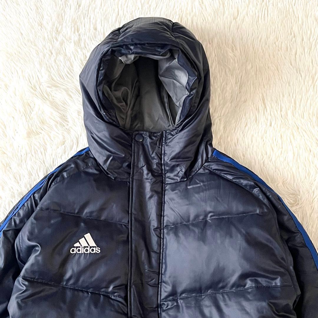 adidas アディダス ダウン ベンチコート Oサイズ ロング　ネイビー