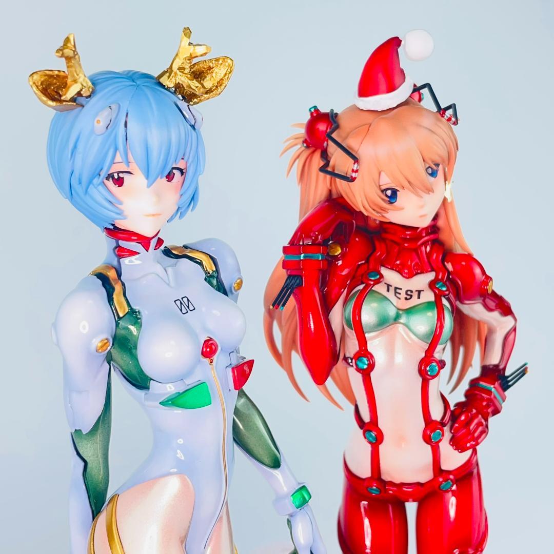全塗装完成品 綾波レイ アスカ エヴァ クリスマス フィギュア ガレージキット