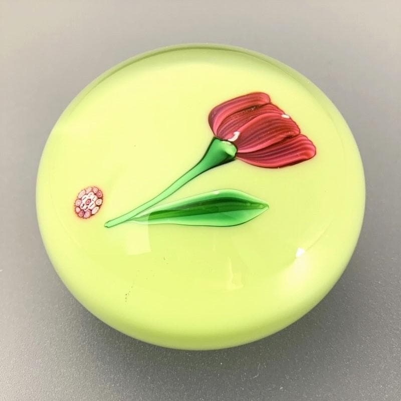 希少 SAINT LOUIS サンルイ クリスタルペーパーウェイト チューリップ