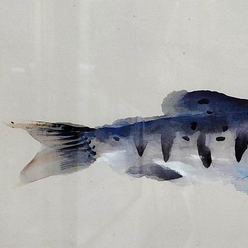 ☆上野山清貢☆　「やまめ」　水彩画　◇帝展特選・北海道新聞社文化賞◇