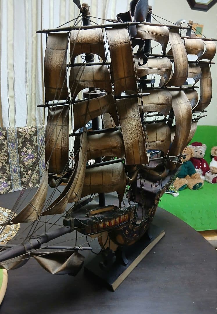 木製帆船モデルスタンド付き