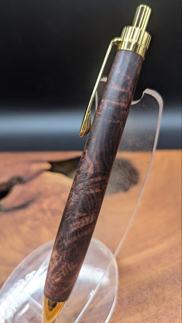 566極上　ホンジュラスローズウッド　瘤杢　木軸シャーペン　ボールペン