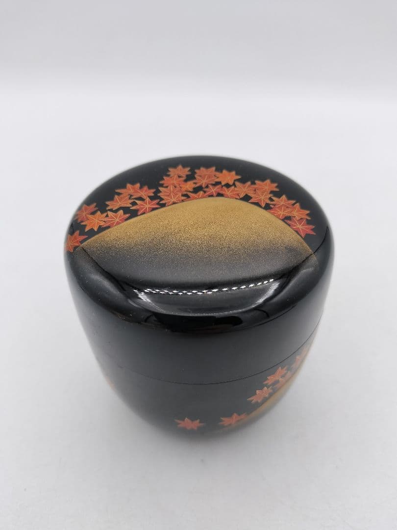 c685 棗 紅葉山蒔絵 堂畑勝峰 木箱 茶道具 古物