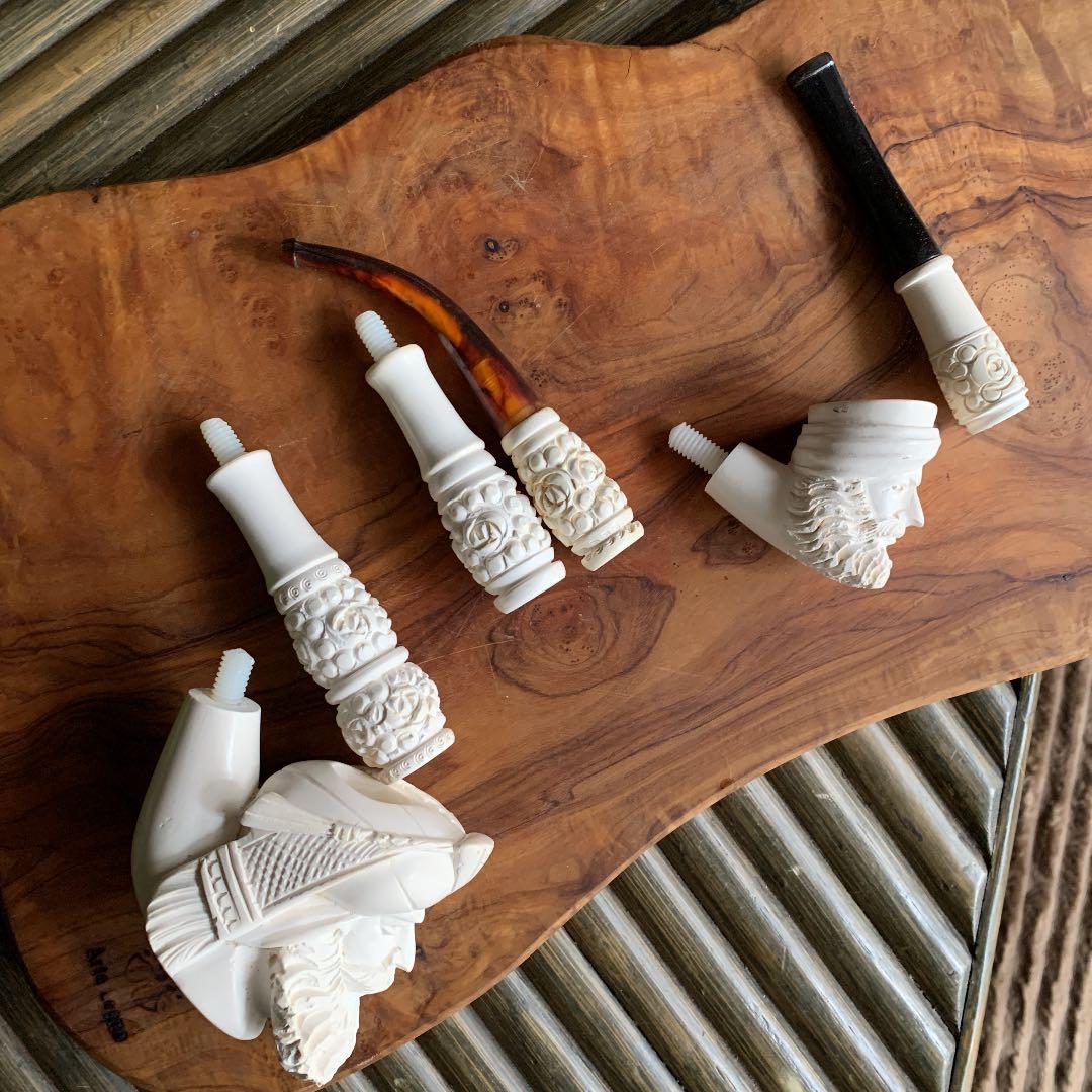 メシャムパイプ　全長約30cmのメシャムパイプと2つセット　海泡石製