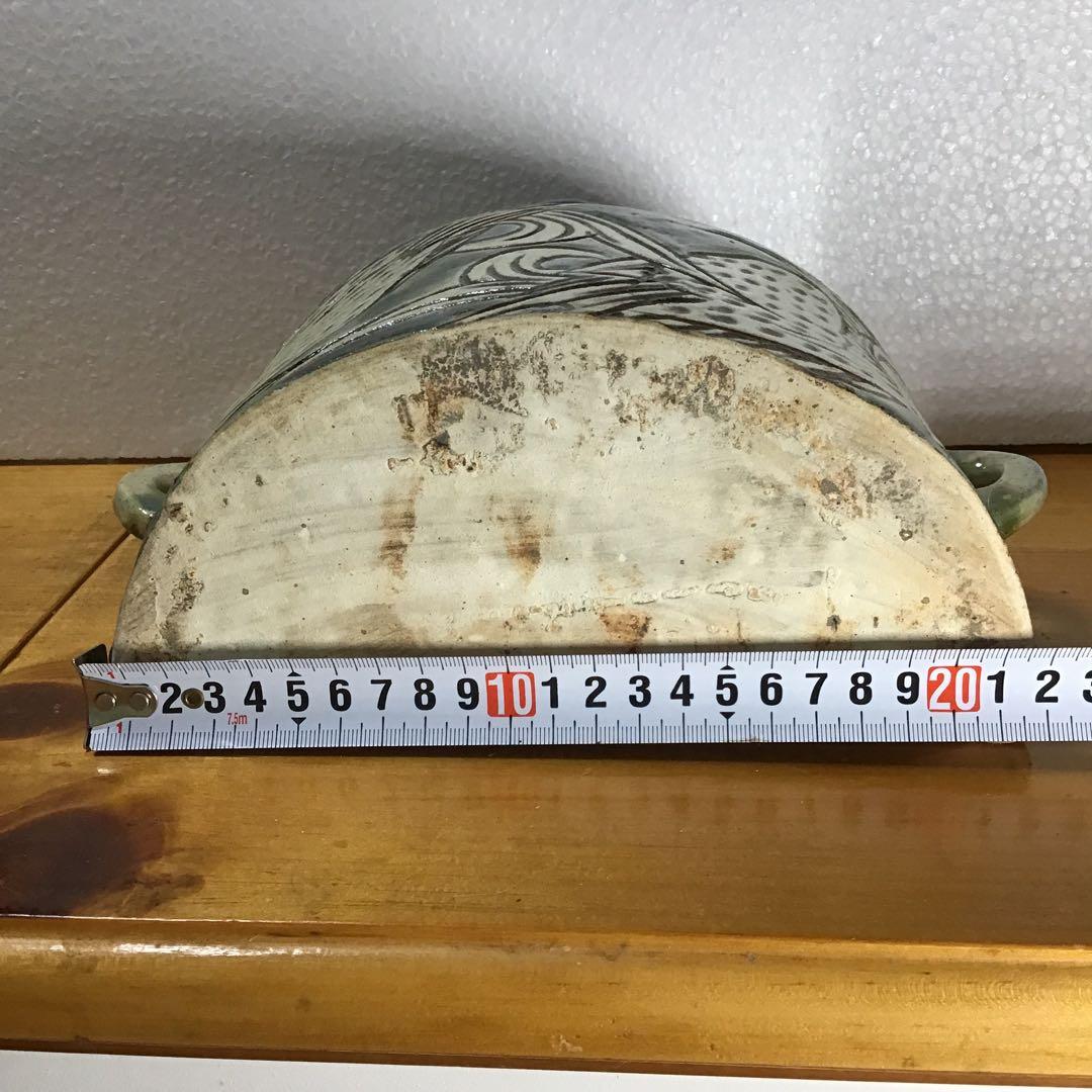 沖縄やちむん　人間国宝　金城次郎　魚紋文様　抱瓶　大