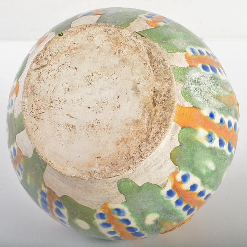 中国　唐三彩　貼花文　壷　C　R6653