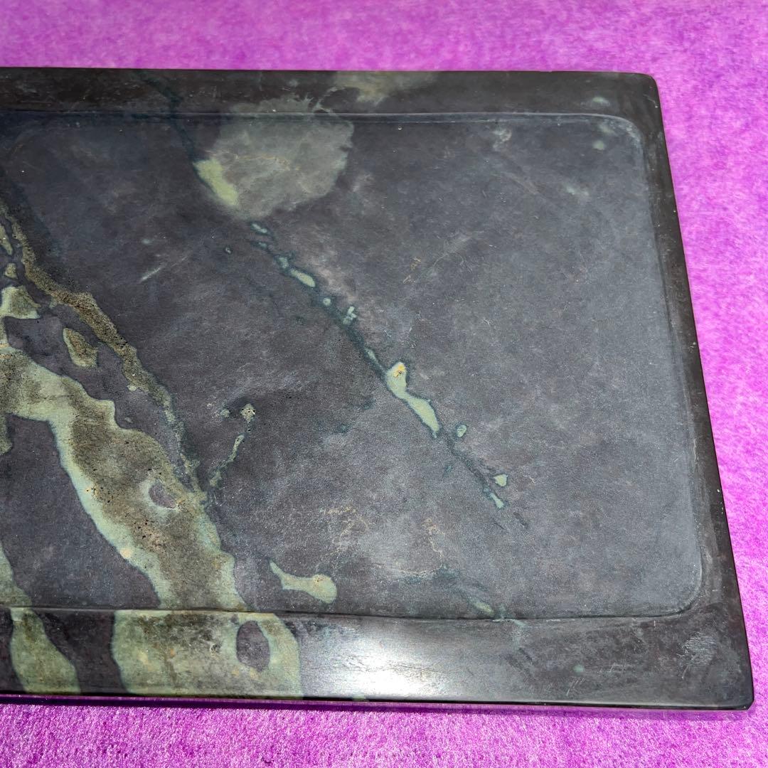 ⭕️端渓硯　希少　翡翠紋　綺麗　22cm超え　長方研
