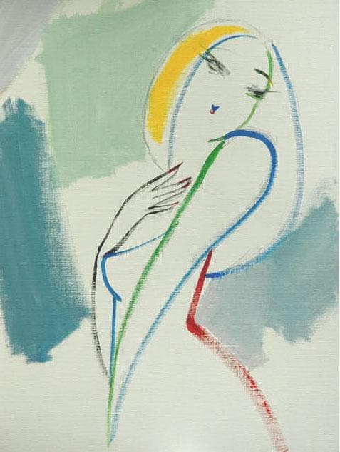 油絵 菅家令子 絵 絵画インテリア額付(青緑＋金色の枠) F6-082611女性